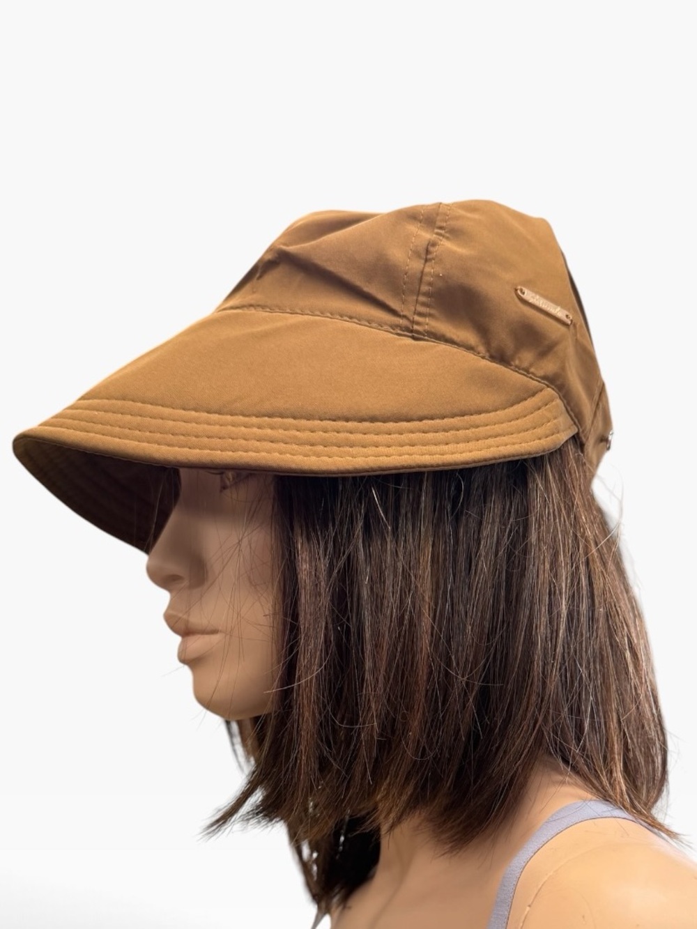 Stando Ladies Adjustable Wide Brimmed Visor Cap in Brown